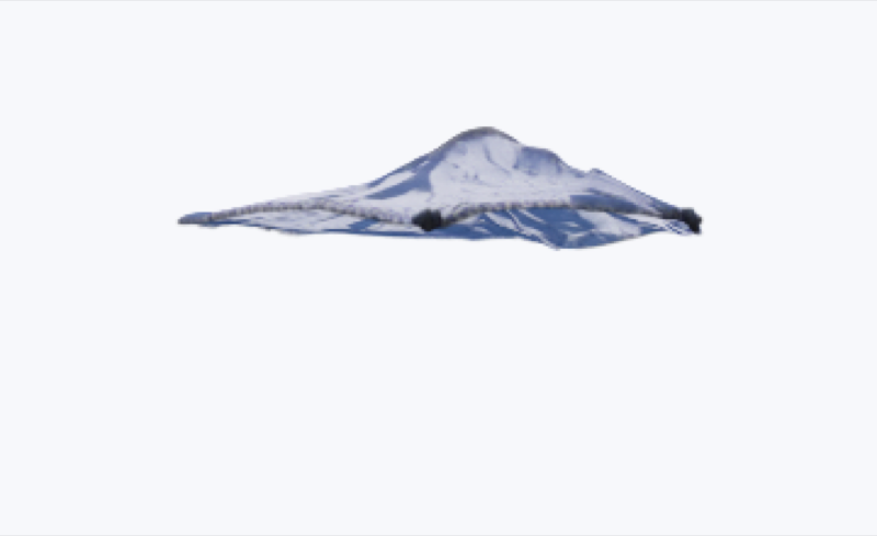 The landscape as a blobby, incomplete TripoSplat render with flattened mountains and missing scene depth